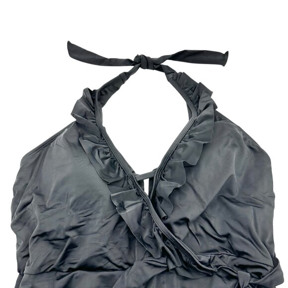 Swimsuits For All Womens Size 20 One-Piece Swimsuit Black Halter Swimwear NWT - Picture 4 of 8